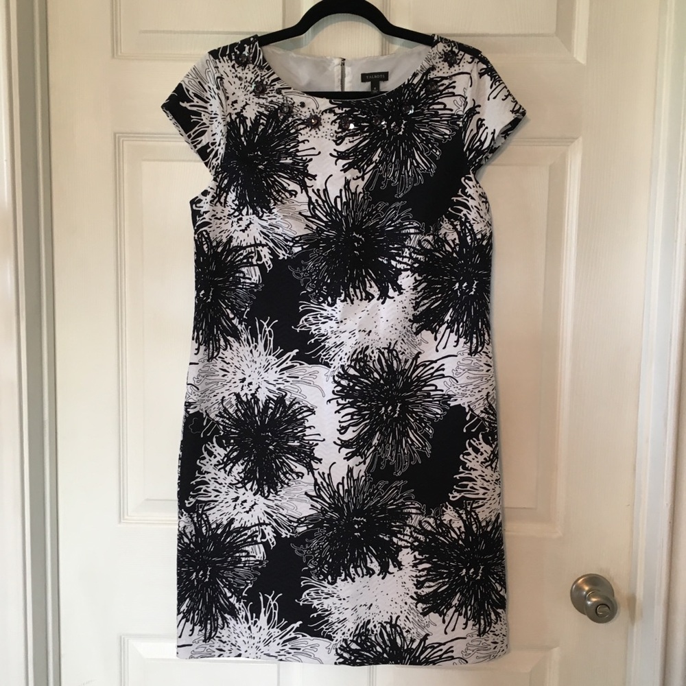 Talbots Black and White embellished sheath dress